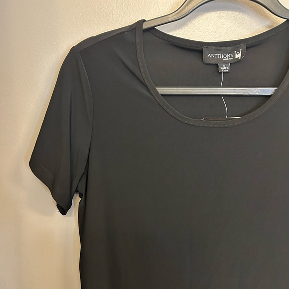 NWT Antthony Originals black slinky short sleeved top size S - Picture 4 of 11